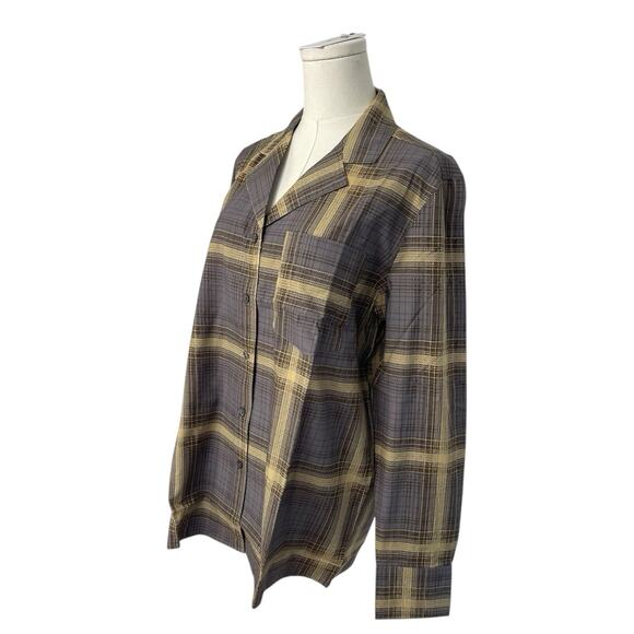 NWT WeWoreWhat Long Sleeve Pajama Top Women's Size Extra Small Tan Plaid Relaxed - Picture 2 of 8